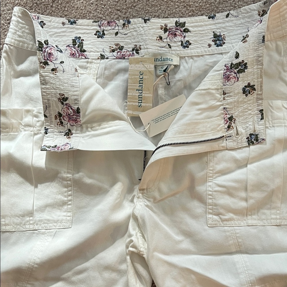 Sundance Garden Joy Cream Cargo Shorts, NWT, 12
